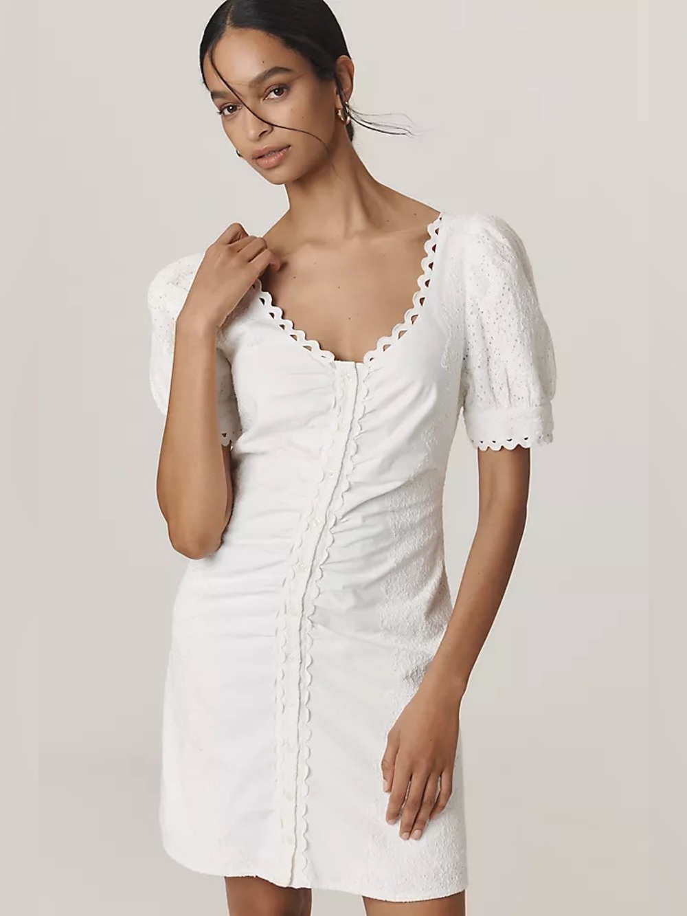 Forever That Girl Puff-Sleeve Scoop-Neck Mini Dress